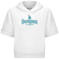 Los Angeles Dodgers Levelwear Women's Amber Short Sleeve Cornerstone Hoodie - White Hoodies