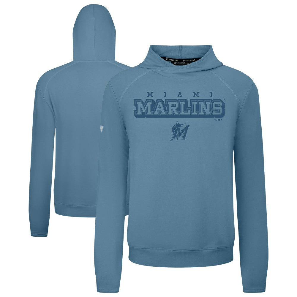 Miami Marlins Levelwear Mandate Tri-Blend Hoodie - Blue Hoodies