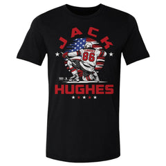 Jack Hughes US Men's Hockey 500 Level Flag T-Shirt - Black | US 203959018