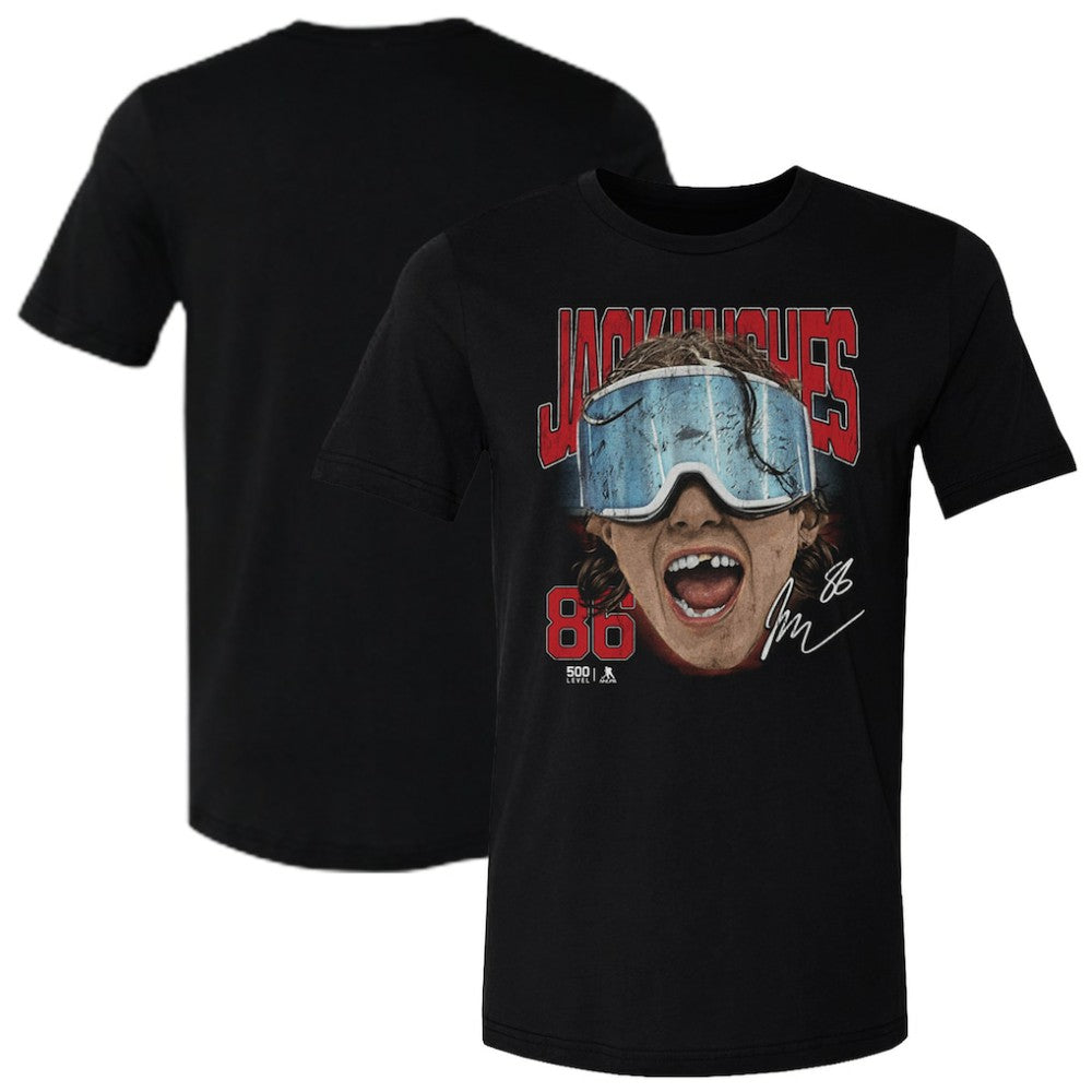 Jack Hughes US Men's Hockey 500 Level Goggles T-Shirt - Black | US 203959024