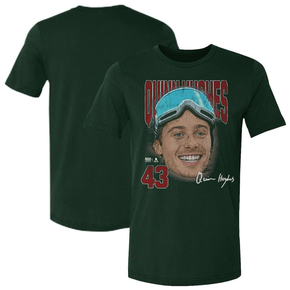 Quinn Hughes US Men's Hockey 500 Level Goggles T-Shirt - Forest Green | US 203959025