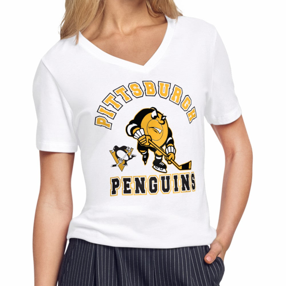 Pittsburgh Penguins Starter Women's Tough Puck T-Shirt - White | US 203995157