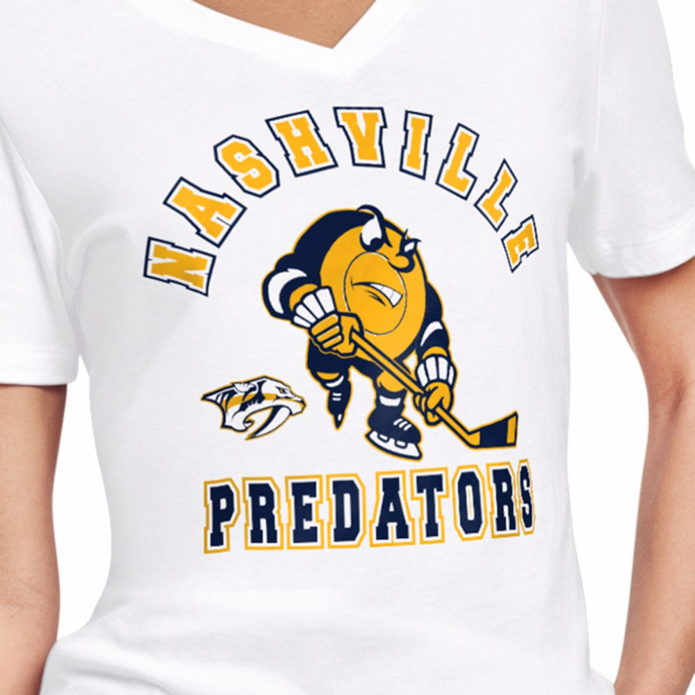 Nashville Predators Starter Women's Tough Puck T-Shirt - White | US 203995159