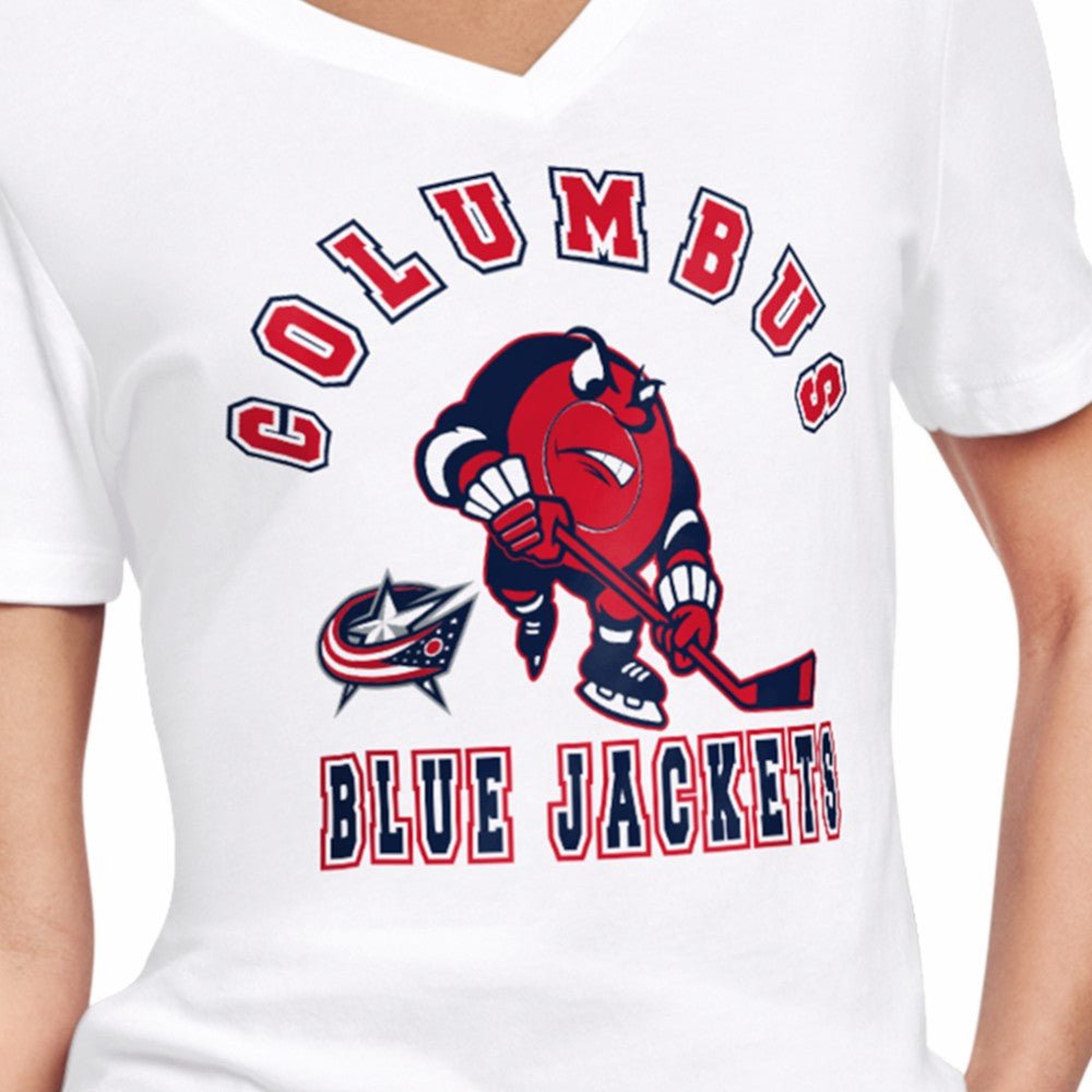Columbus Blue Jackets Starter Women's Tough Puck T-Shirt - White | US 203995168
