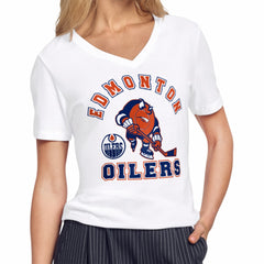 Edmonton Oilers Starter Women's Tough Puck T-Shirt - White | US 203995169