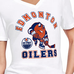 Edmonton Oilers Starter Women's Tough Puck T-Shirt - White | US 203995169