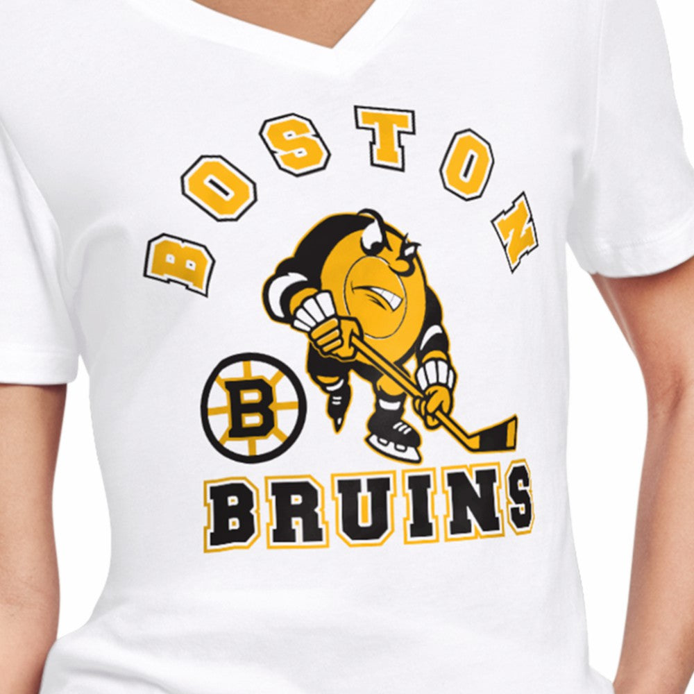 Boston Bruins Starter Women's Tough Puck T-Shirt - White | US 203995173