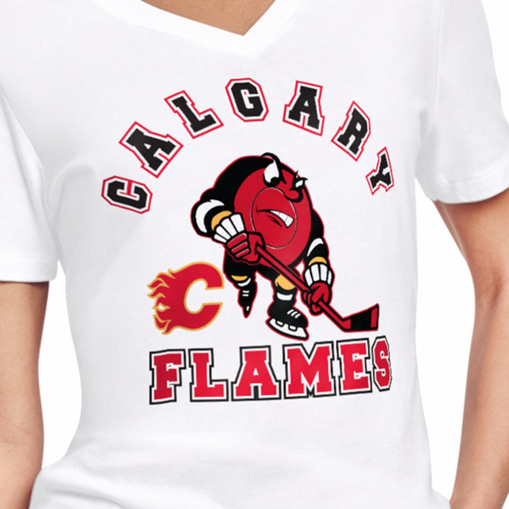Calgary Flames Starter Women's Tough Puck T-Shirt - White | US 203995176