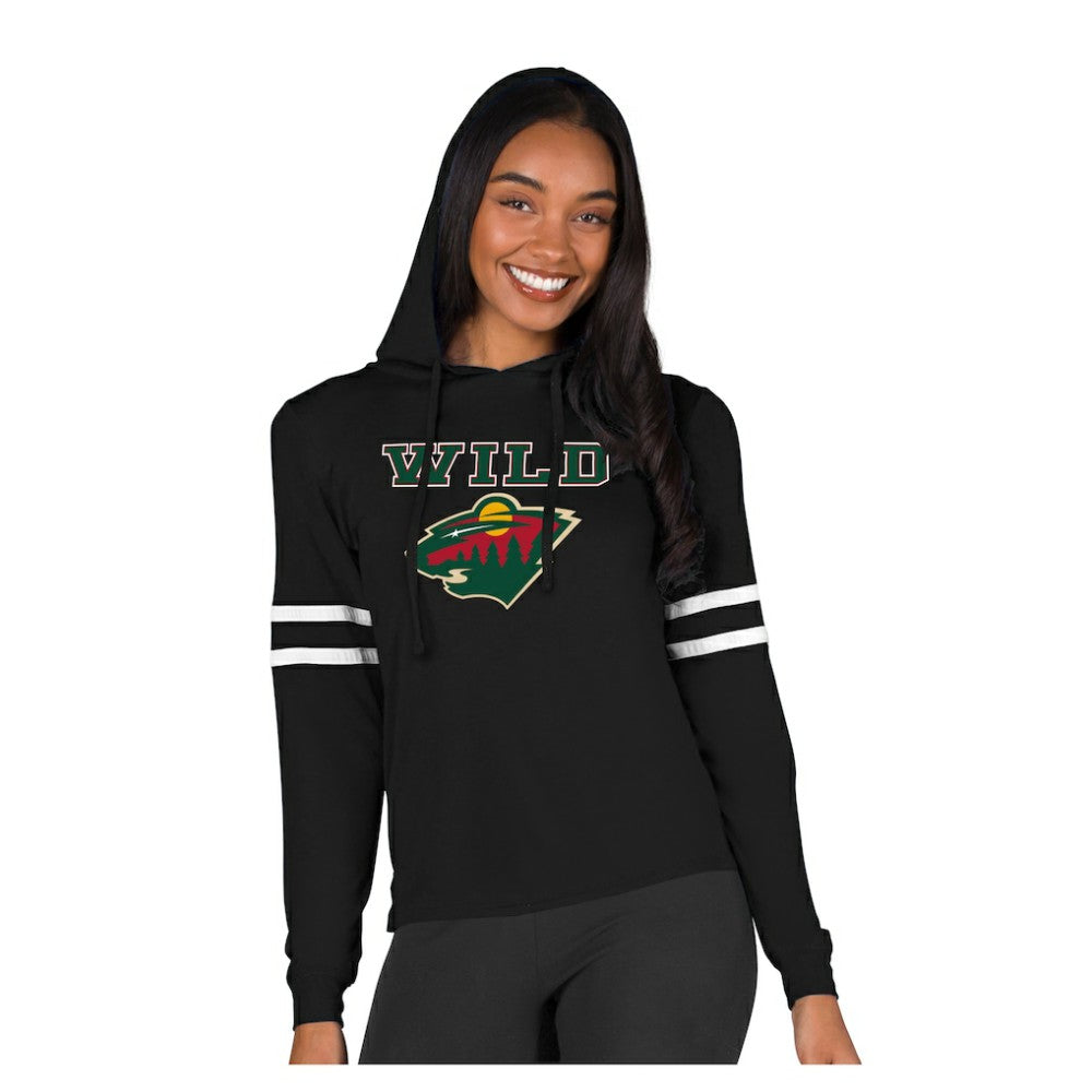 Minnesota Wild Concepts Sport Women's Marathon Long-Sleeve Hooded T-Shirt - Black | US 203995275