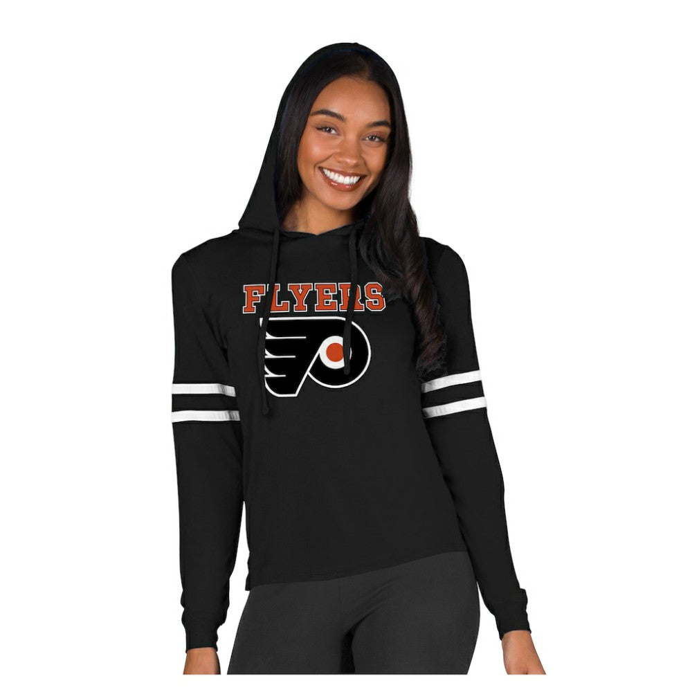Philadelphia Flyers Concepts Sport Women's Marathon Long-Sleeve Hooded T-Shirt - Black | US 203995282