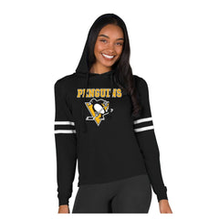 Pittsburgh Penguins Concepts Sport Women's Marathon Long-Sleeve Hooded T-Shirt - Black | US 203995283