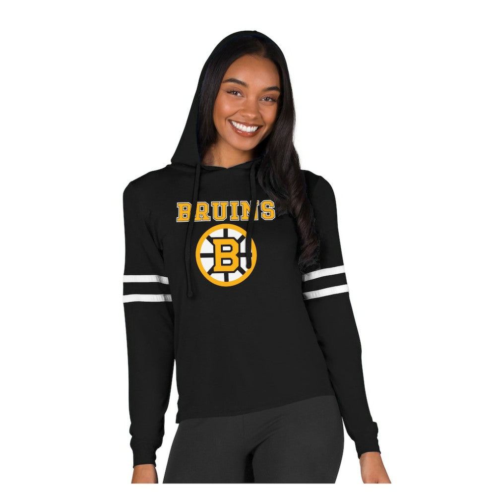 Boston Bruins Concepts Sport Women's Marathon Long-Sleeve Hooded T-Shirt - Black | US 203995295