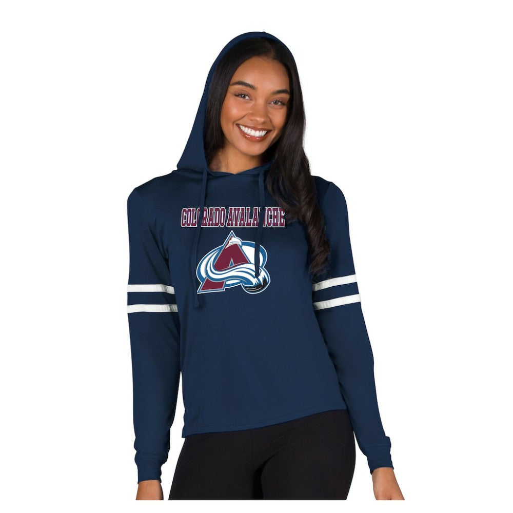 Colorado Avalanche Concepts Sport Women's Marathon Long-Sleeve Hooded T-Shirt - Navy | US 203995300