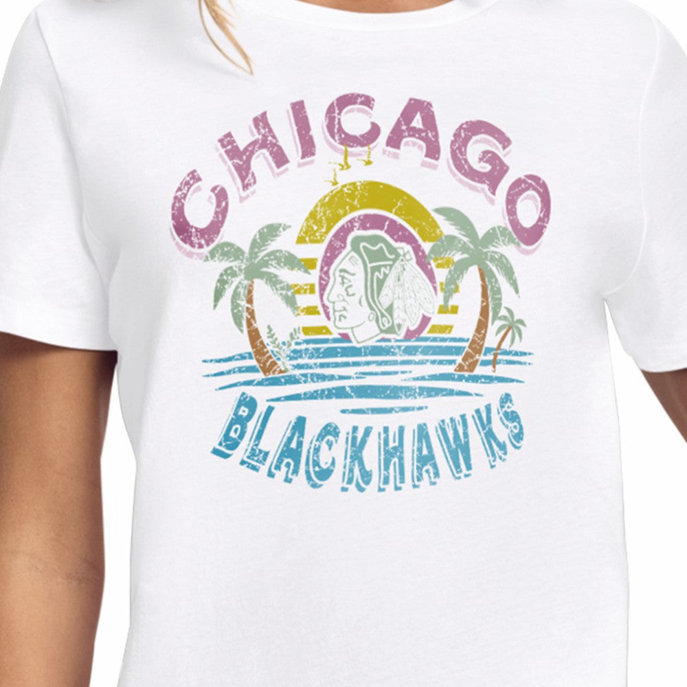 Chicago Blackhawks Starter Women's Tonal Beach T-Shirt - White | US 204013625