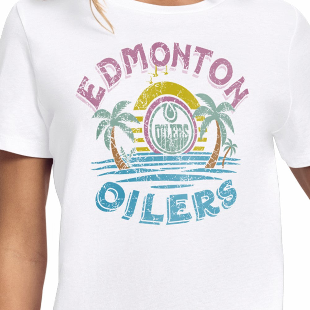 Edmonton Oilers Starter Women's Tonal Beach T-Shirt - White | US 204013631