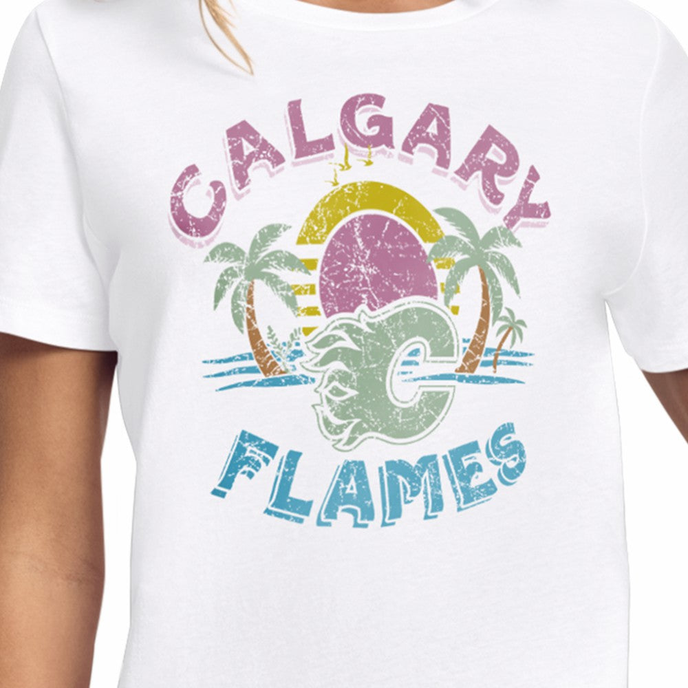 Calgary Flames Starter Women's Tonal Beach T-Shirt - White | US 204013640