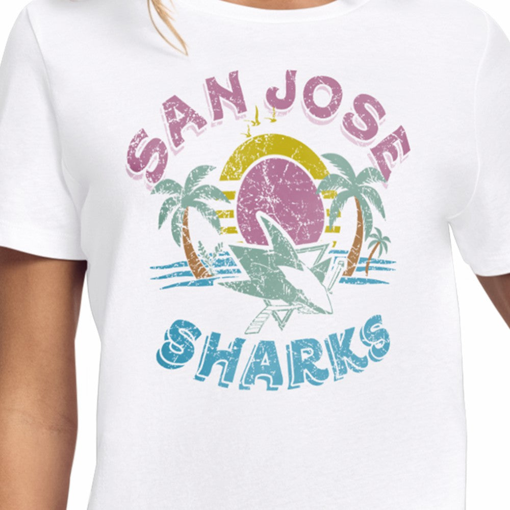 San Jose Sharks Starter Women's Tonal Beach T-Shirt - White | US 204013641