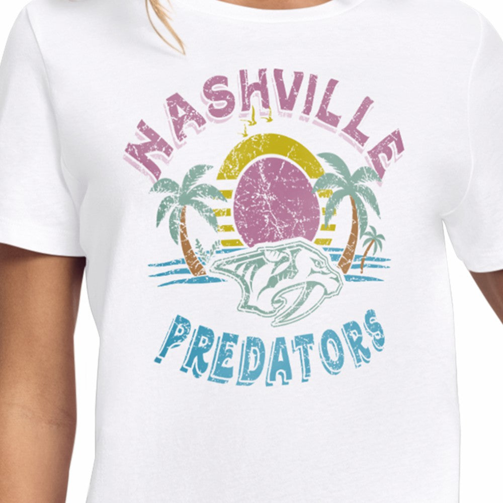 Nashville Predators Starter Women's Tonal Beach T-Shirt - White | US 204013651