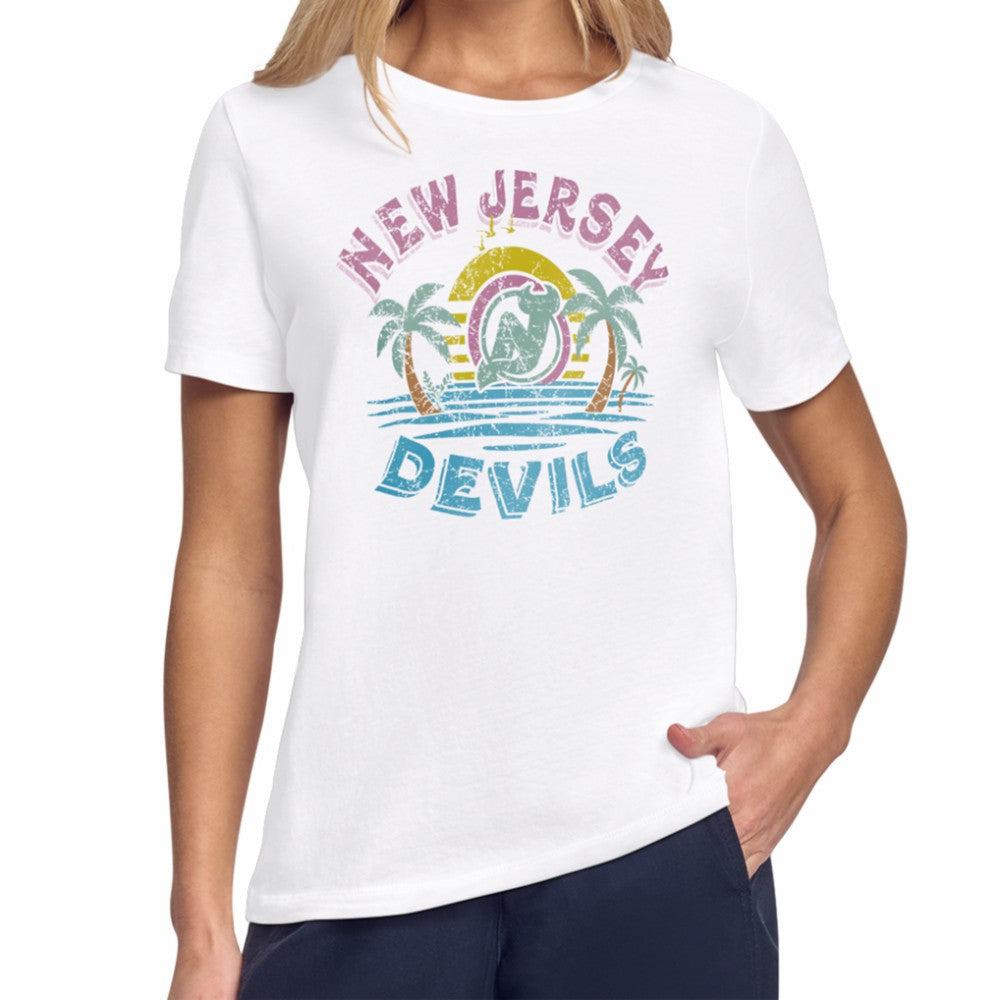 New Jersey Devils Starter Women's Tonal Beach T-Shirt - White | US 204013652