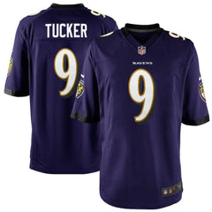 Justin Tucker Baltimore Ravens Youth Game Jersey - Purple Jerseys