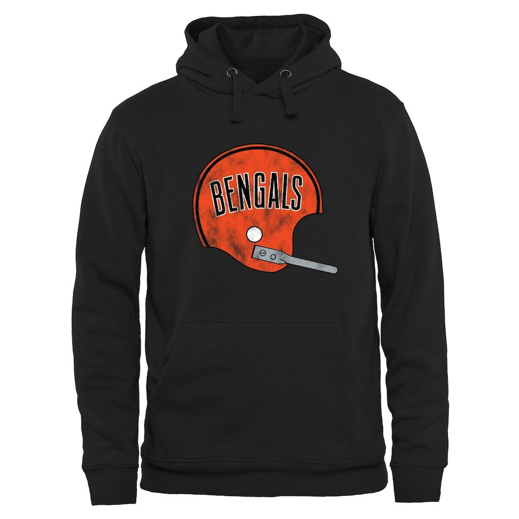 Cincinnati Bengals Throwback Logo Pullover Hoodie - Black Hoodies