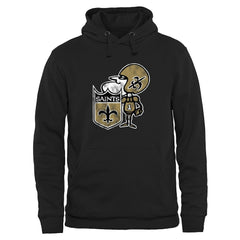 New Orleans Saints Throwback Logo Pullover Hoodie - Black Hoodies