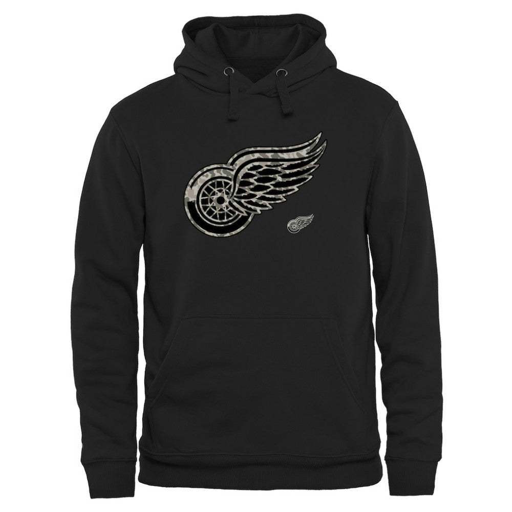 Men's Detroit Red Wings Black Rink Warrior Pullover Hoodie | US 2265429