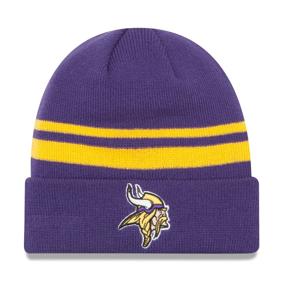 Minnesota Vikings New Era Team Stripe Cuffed Knit Hat - Purple Hats