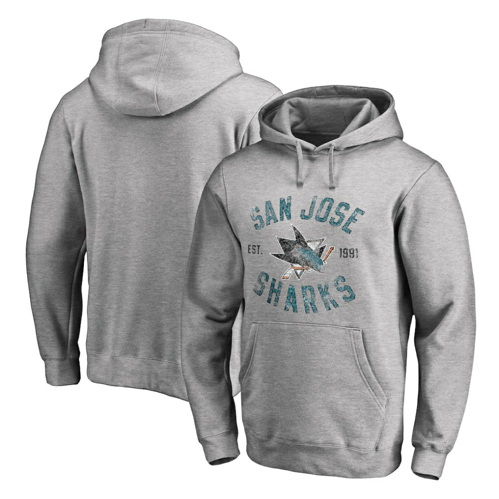 San Jose Sharks Heritage Pullover Hoodie - Ash | US 2376426