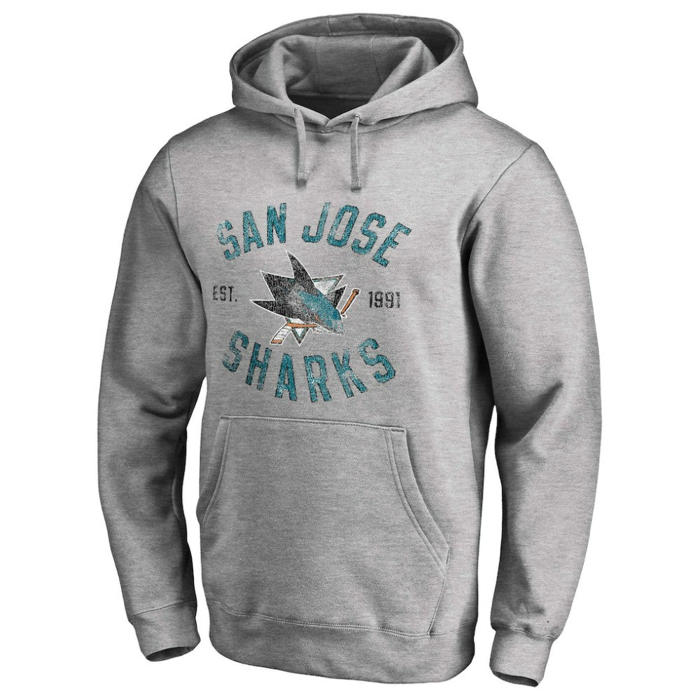 San Jose Sharks Heritage Pullover Hoodie - Ash | US 2376426