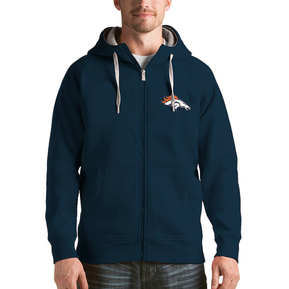 Denver Broncos Antigua Victory Full-Zip Hoodie - Navy Hoodies