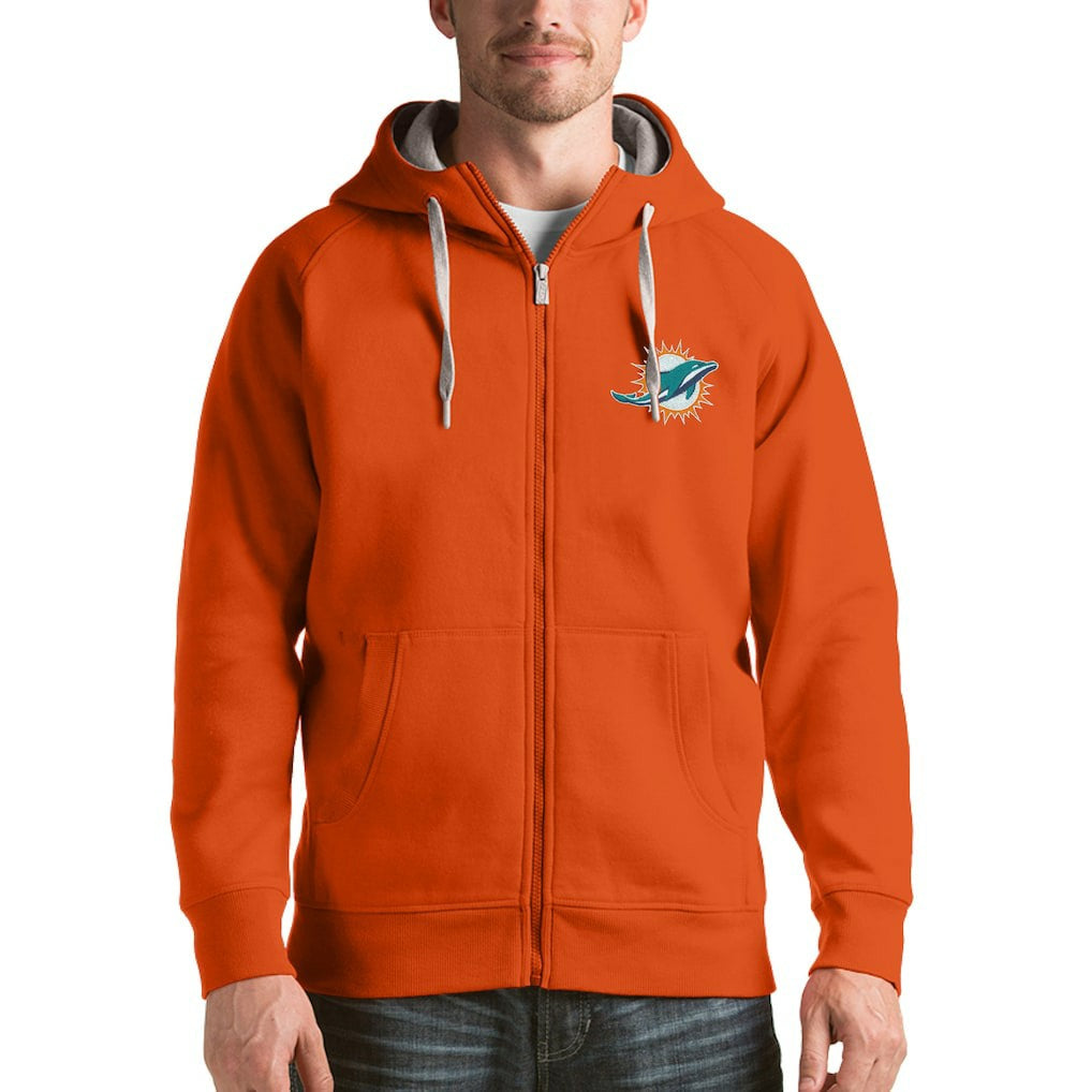 Miami Dolphins Antigua Victory Full-Zip Hoodie - Orange Hoodies