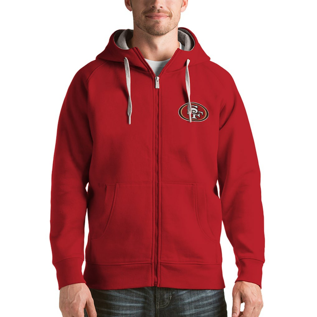 San Francisco 49ers Antigua Victory Full-Zip Hoodie - Scarlet Hoodies