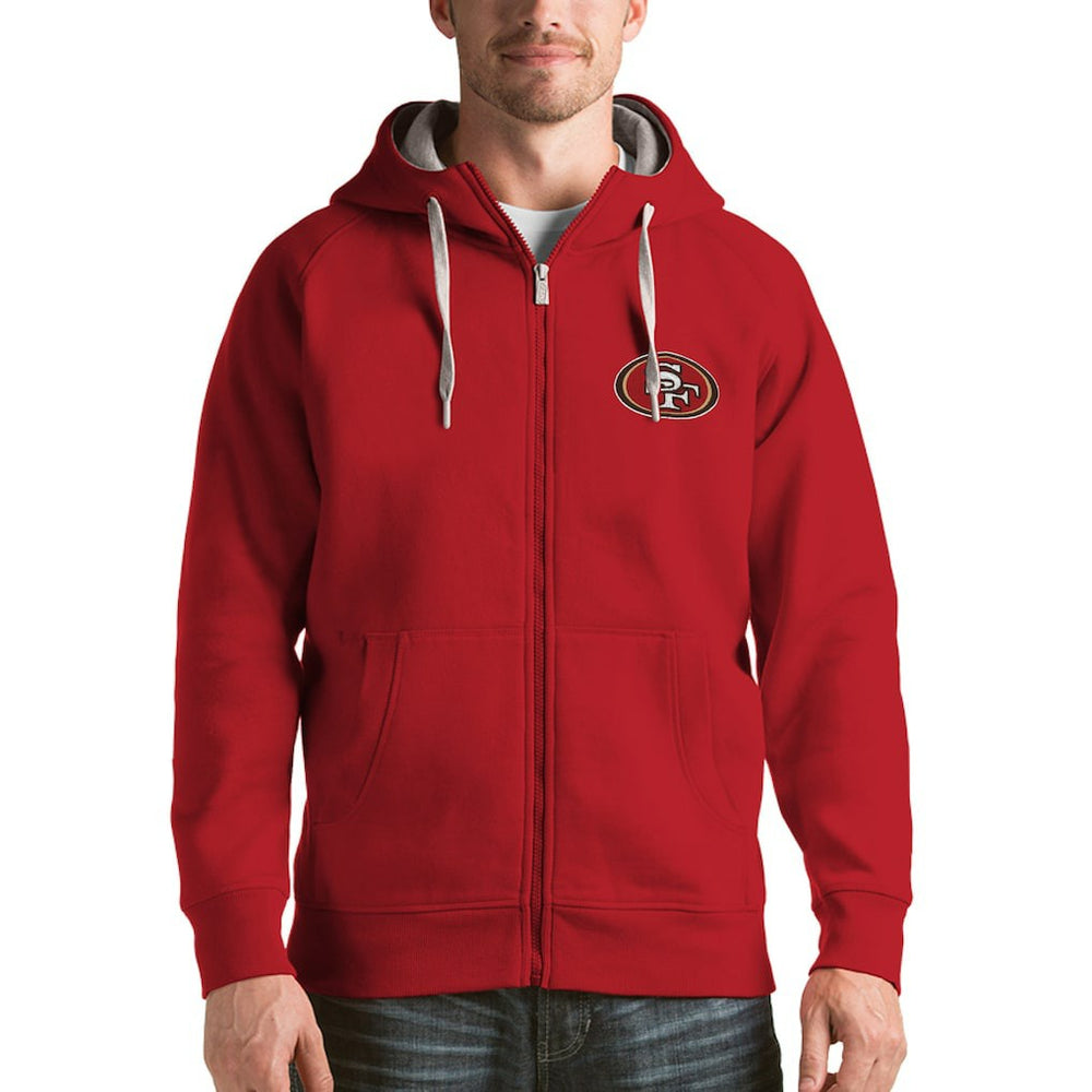 San Francisco 49ers Antigua Victory Full-Zip Hoodie - Scarlet Hoodies