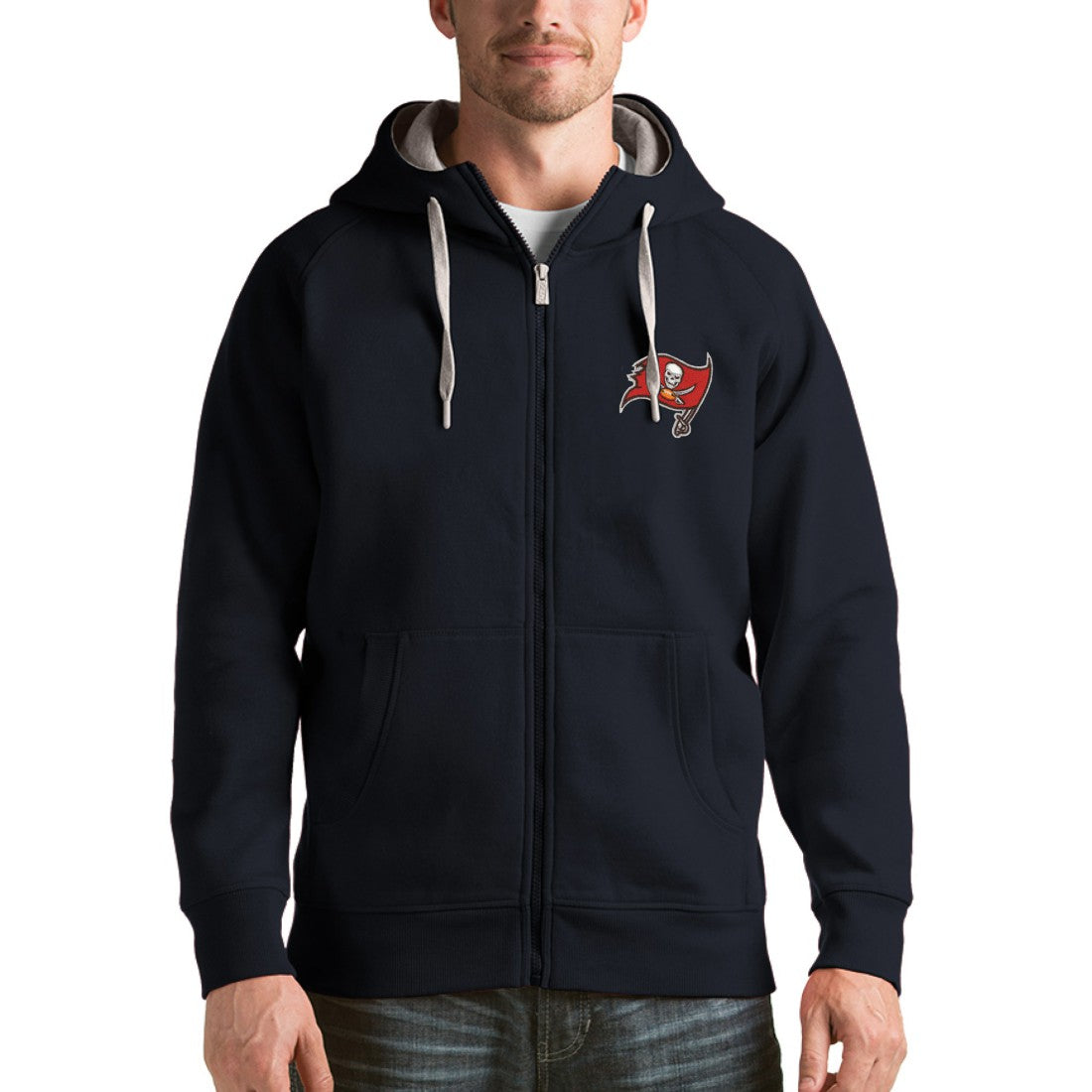 Tampa Bay Buccaneers Antigua Victory Full-Zip Hoodie - Charcoal Hoodies