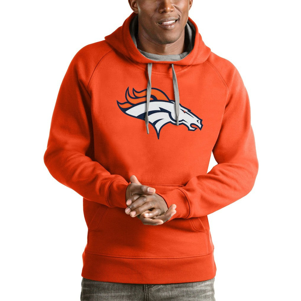 Denver Broncos Antigua Victory Pullover Hoodie - Orange Hoodies