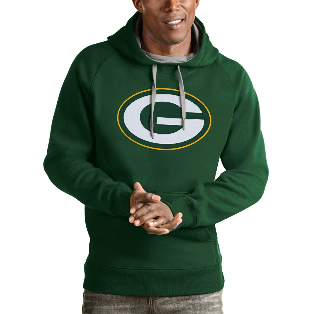 Green Bay Packers Antigua Victory Pullover Hoodie - Green Hoodies