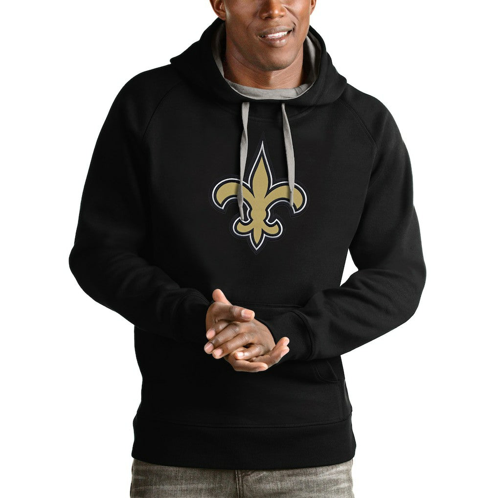 New Orleans Saints Antigua Victory Pullover Hoodie - Black Hoodies