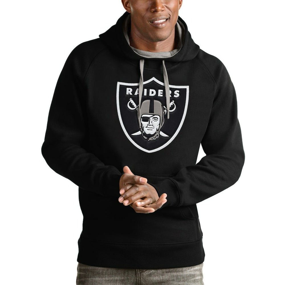 Las Vegas Raiders Antigua Victory Pullover Hoodie - Black Hoodies