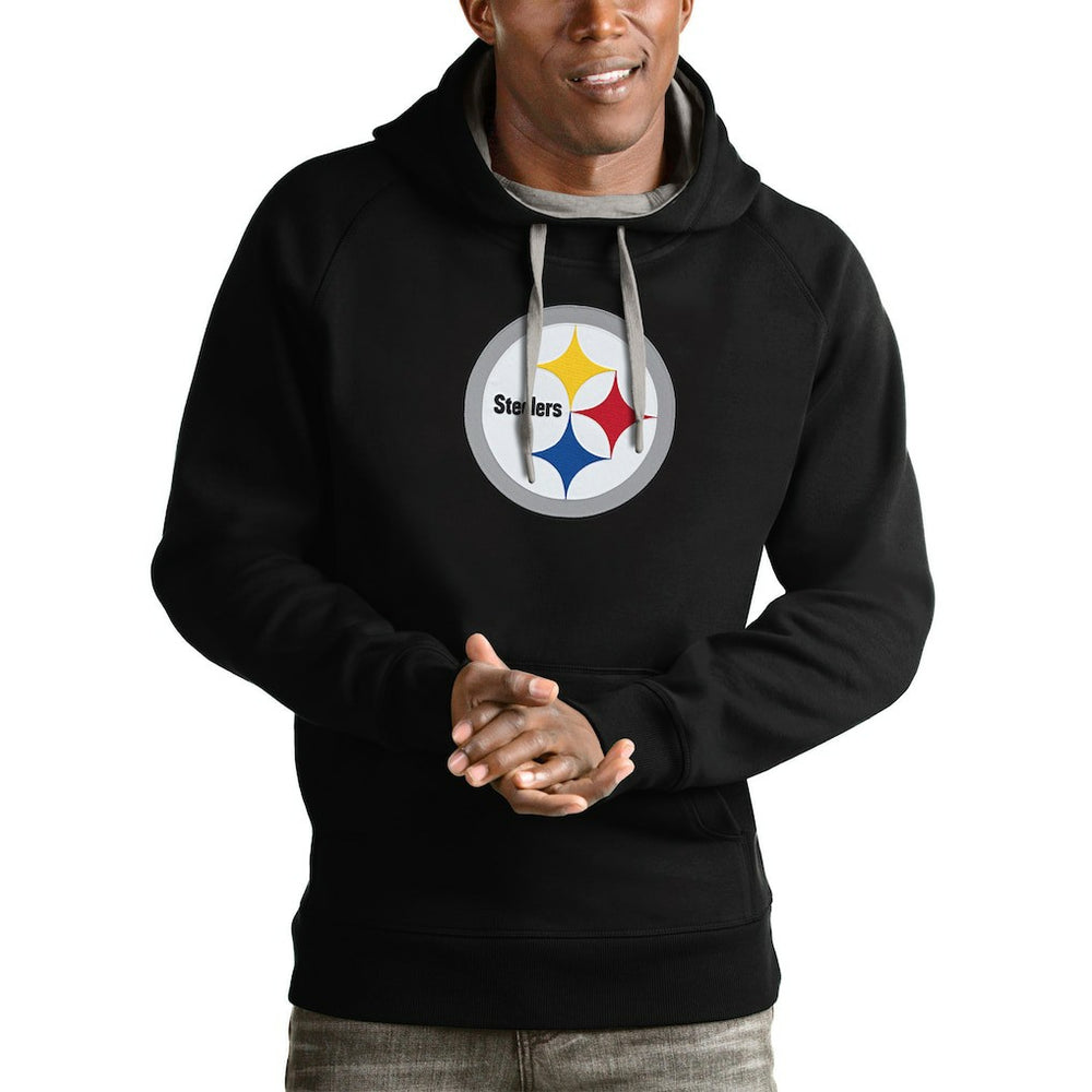 Pittsburgh Steelers Antigua Victory Pullover Hoodie - Black Hoodies