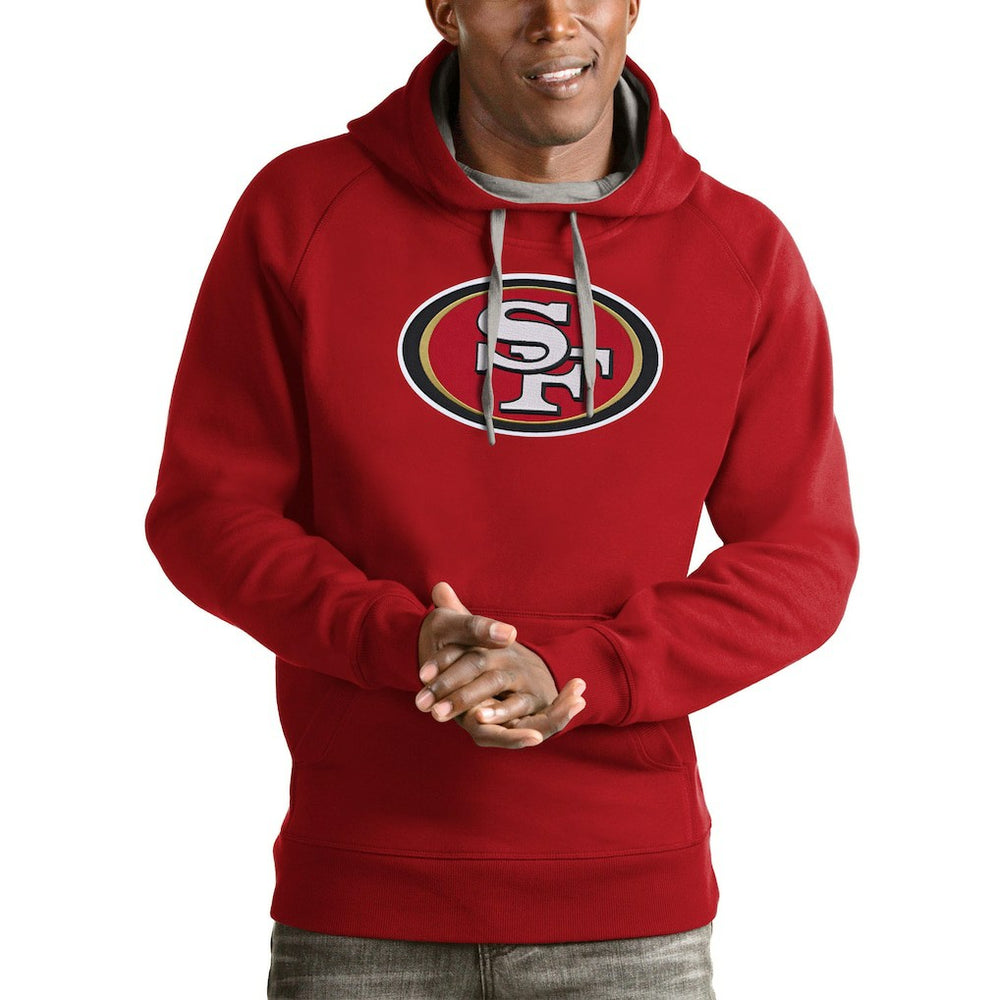 San Francisco 49ers Antigua Victory Pullover Hoodie - Scarlet Hoodies