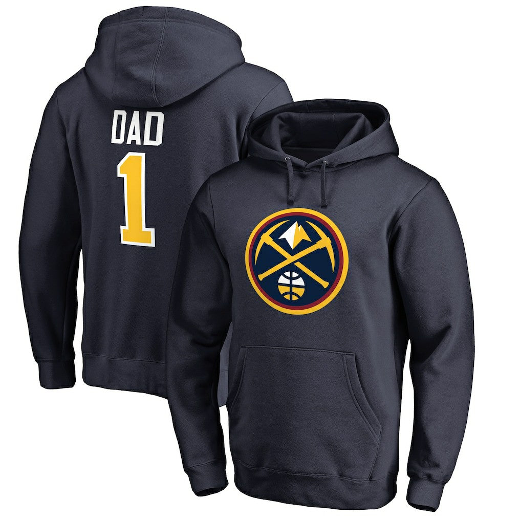 Denver Nuggets #1 Dad Pullover Hoodie Navy