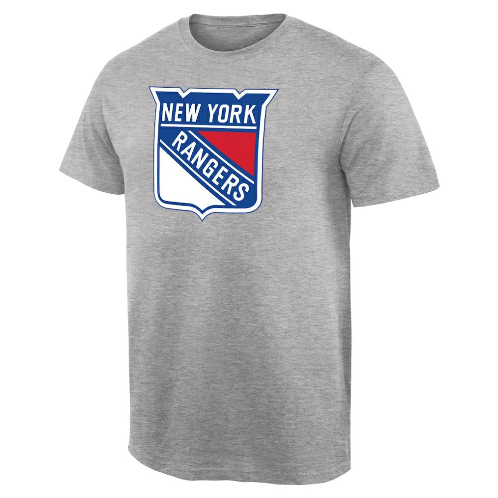 New York Rangers Team Primary Logo T-Shirt - Ash | US 2484629