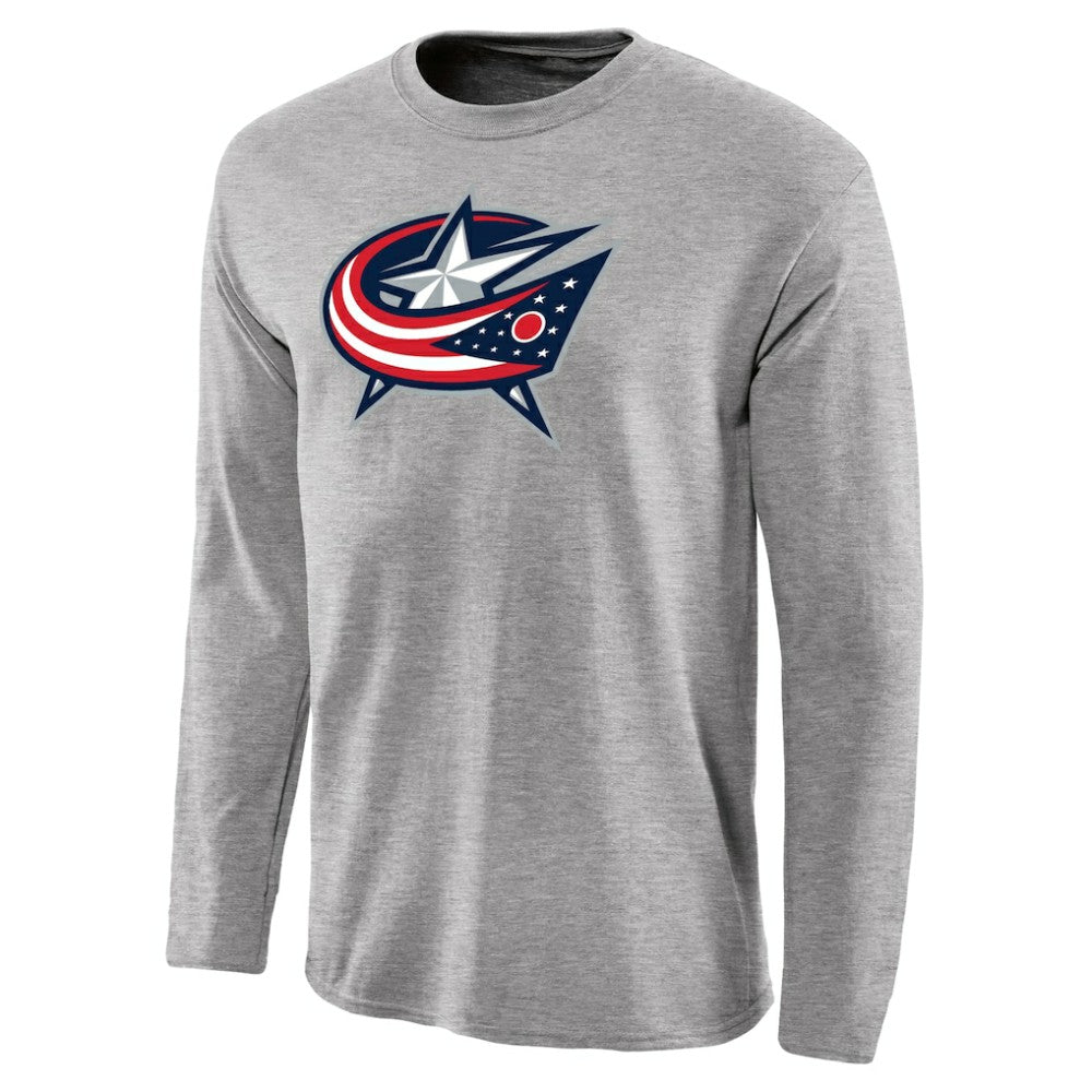 Columbus Blue Jackets Team Primary Logo Long Sleeve T-Shirt - Ash | US 2484645
