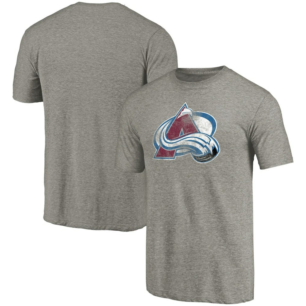 Colorado Avalanche Distressed Team Logo Tri-Blend T-Shirt - Ash | US 2485135