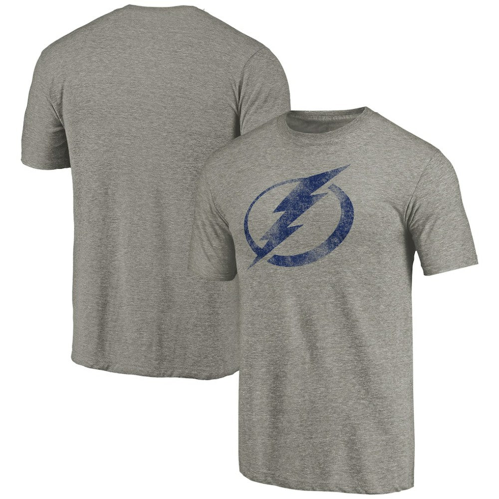 Tampa Bay Lightning Distressed Team Logo Tri-Blend T-Shirt - Ash | US 2485152