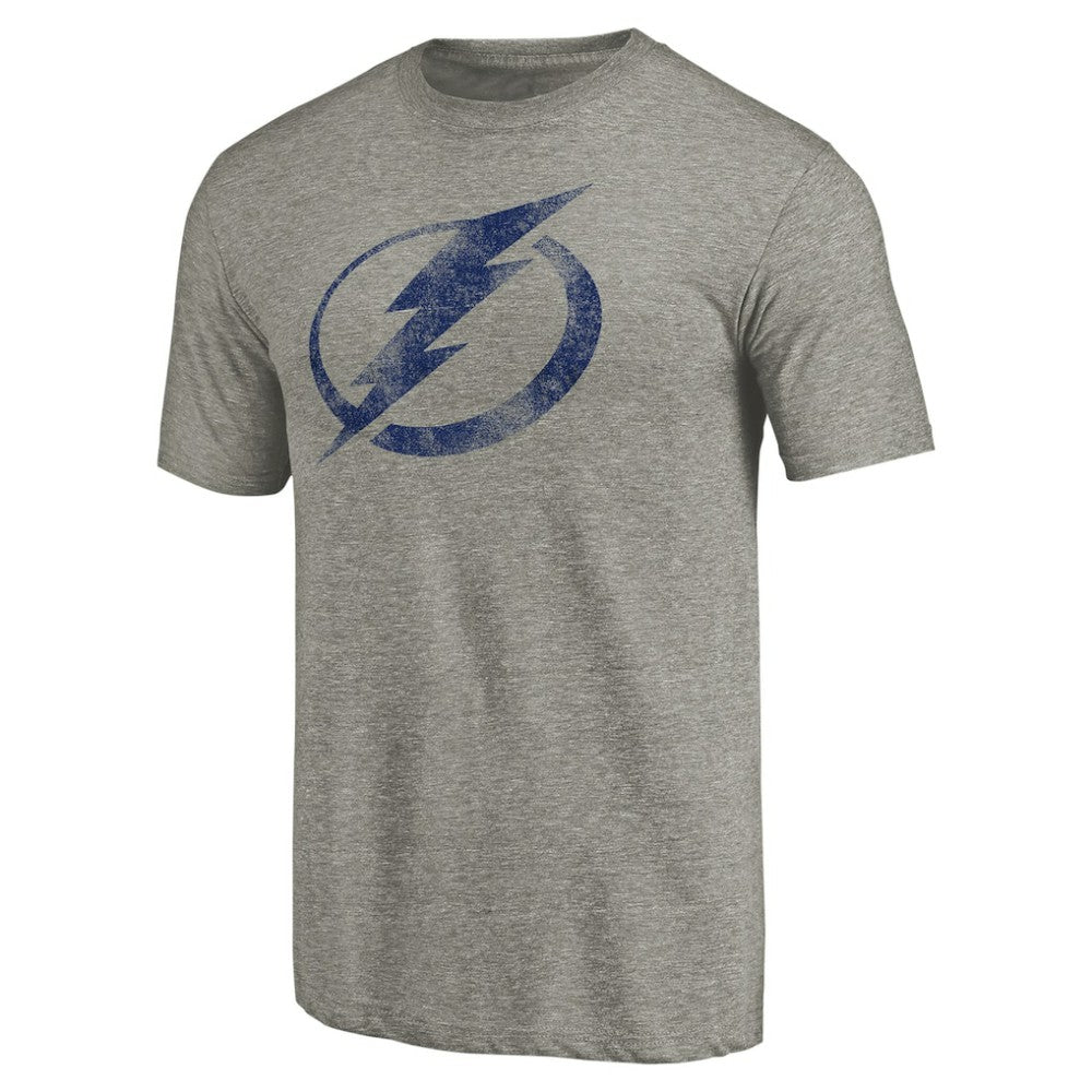 Tampa Bay Lightning Distressed Team Logo Tri-Blend T-Shirt - Ash | US 2485152