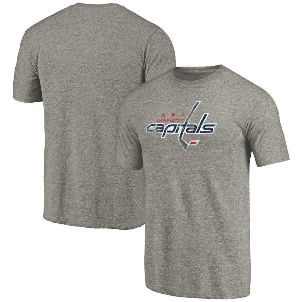 Washington Capitals Distressed Team Logo Tri-Blend T-Shirt - Ash | US 2485154
