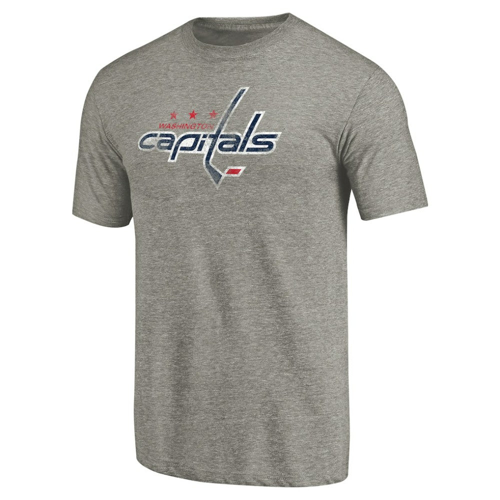 Washington Capitals Distressed Team Logo Tri-Blend T-Shirt - Ash | US 2485154