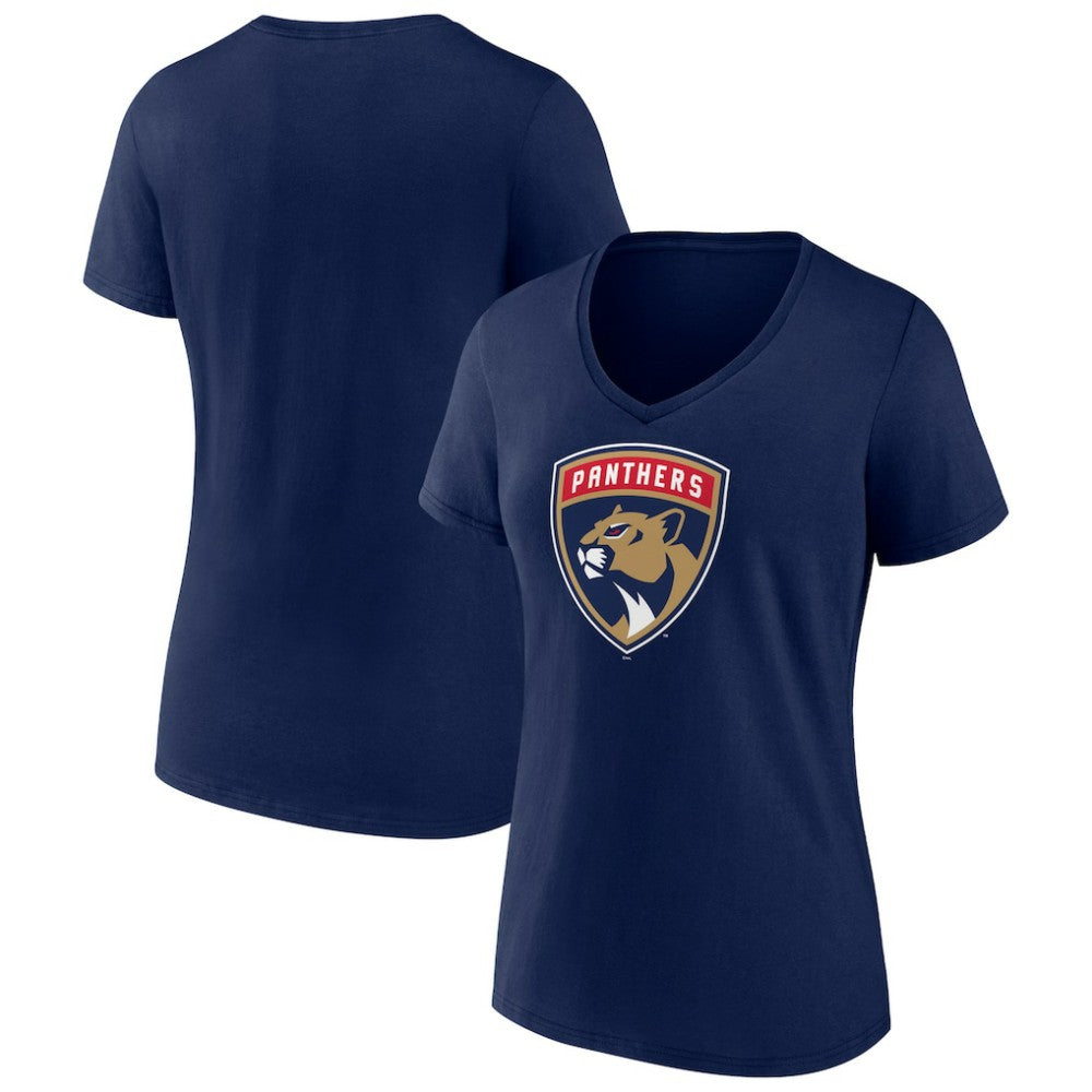 Florida Panthers Women's Primary Logo V-Neck T-Shirt - Navy | US 2487521